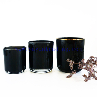 Hot Sale 8oz 12oz 16oz Empty Shiny Inisde Black Glass Candle Vessel