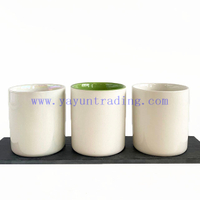 Custom Matte Iridescent Candle Vessels Ceramic Empty Candle Container Beige Candle Jar