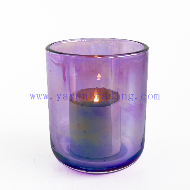 16oz Round Custom Colored Electroplated Glass Candle Jars