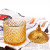 Luxurious Colorful Dome Candy Jars 400ml Diamond Embossed Colored Glass Candle Holder with Lids