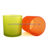 Colorful Flat Bottom Painted Matte Orange And Green Glass Candle Jars with Lids
