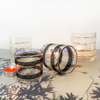 Round Clear Empty Glass Handmade Embossed Black White Circle Pattern Candle Jar