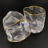 Simple Style Irregular Crystal Gold Rim Whiskey Glasses Glass Cup Creative Tumbler