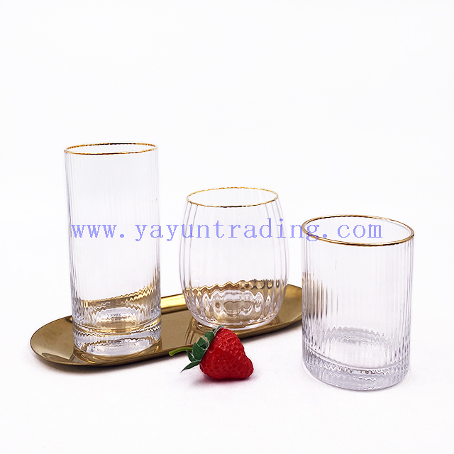 Japanese Cylinder Creative Transparent Vertical Stripes Glass Water Mug Wine Glass Tumblers