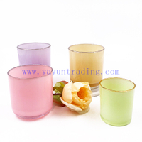 Wholesale 8oz 10oz 16oz 20oz Empty Colored Gold Rim Glass Candle Jar Candle Holders for Candle Making