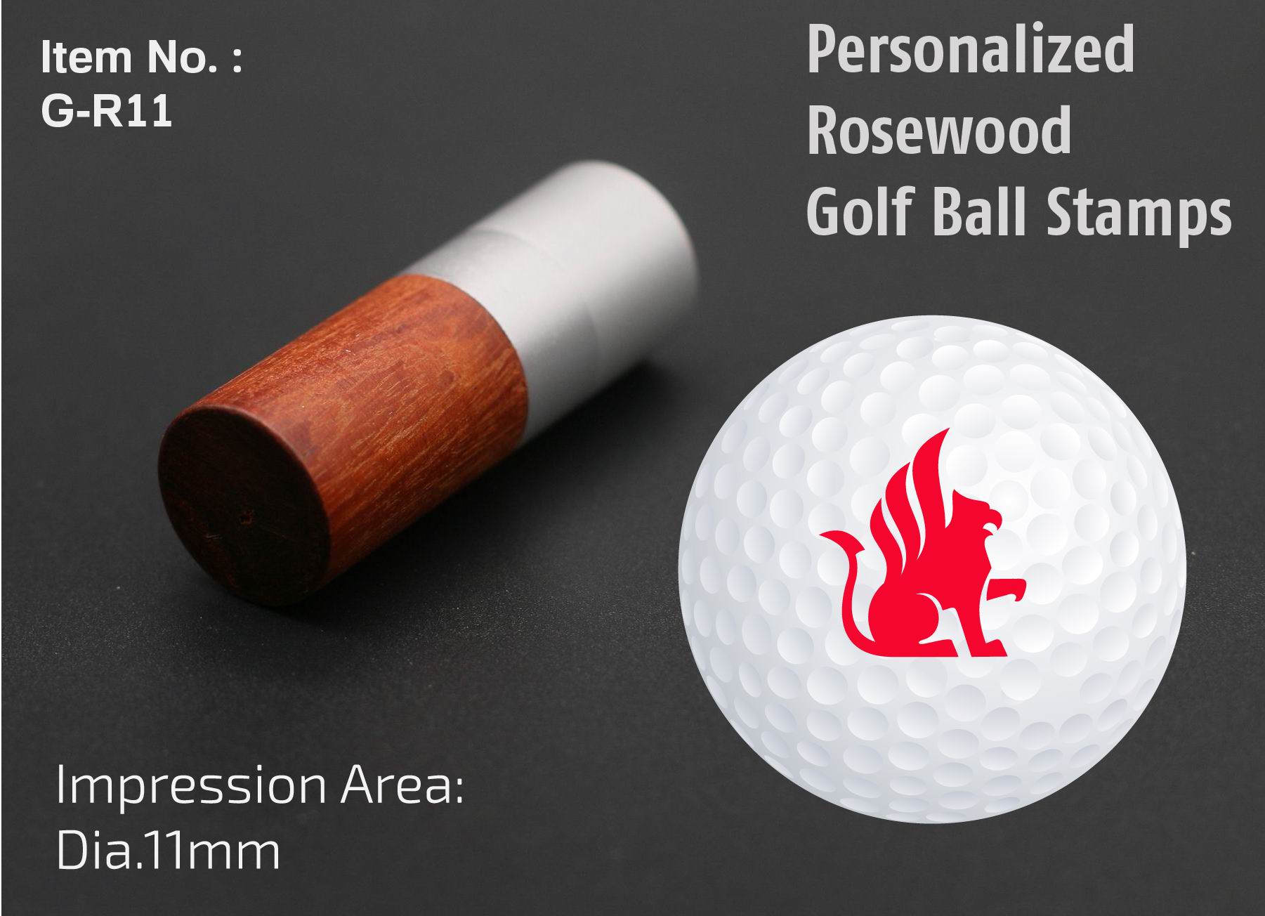 Rosewood round golf ball stamps G11 Dia.11mm Multi surface stamps 