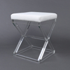 X Shape Legged Acrylic Pedestal Leather Seat Stool Vanity Stool