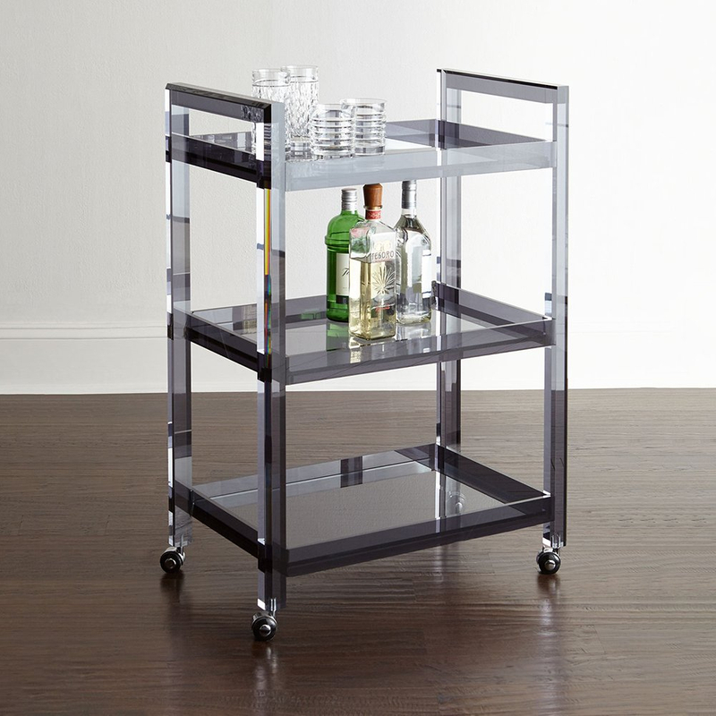 2017 Modern Design Acrylic Hotel Housekeeping Serving Trolley Food Bar Cart