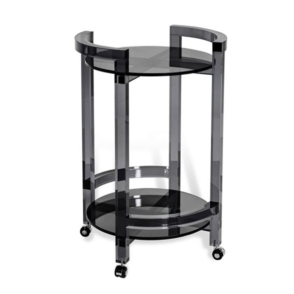 Acrylic Round Cart Plastic Tea Trolley with 3 Wheels for Hotel Housekeeping Service Furniture