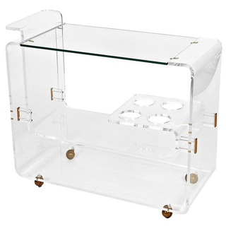Hotel Furniture Clear Acrylic Room Service Trolley Cart Three Tier Bottle Trolley