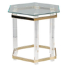 Hexagon Acrylic Sofa Side Coffee Table With Glass Top