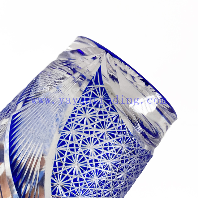 Handmade Traditional Engraved Classic Colored Overlay Glass Wine Cup