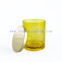 Fancy Yellow Empty Jar High Quality Glass Candle Vessels With Tin Lid