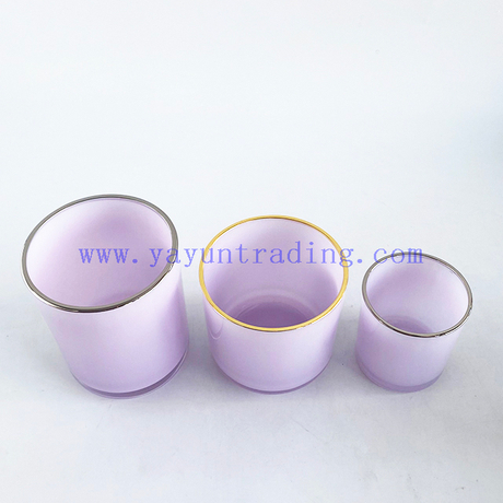 250ml 395ml 480ml gold silver rim for white candle holder glass luxury candle  vessels with lids