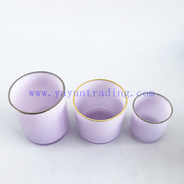 17oz curved bottom gold rim soft touch colored candle jarsfor home decor