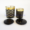 200ml 400ml Laser Engraved gold rim black Glass Candle Jars With black ceramic lids