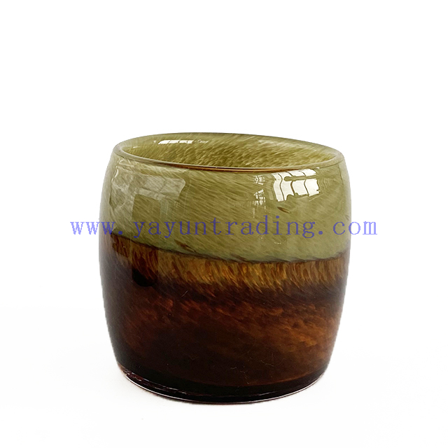 Handmade Shiny Glass Candle Holder Horizontal Stripe Decoration Candle Jar