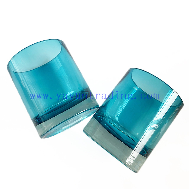Customized Top Unique Fancy Blue Glass Handmade Decorative Candle Jar