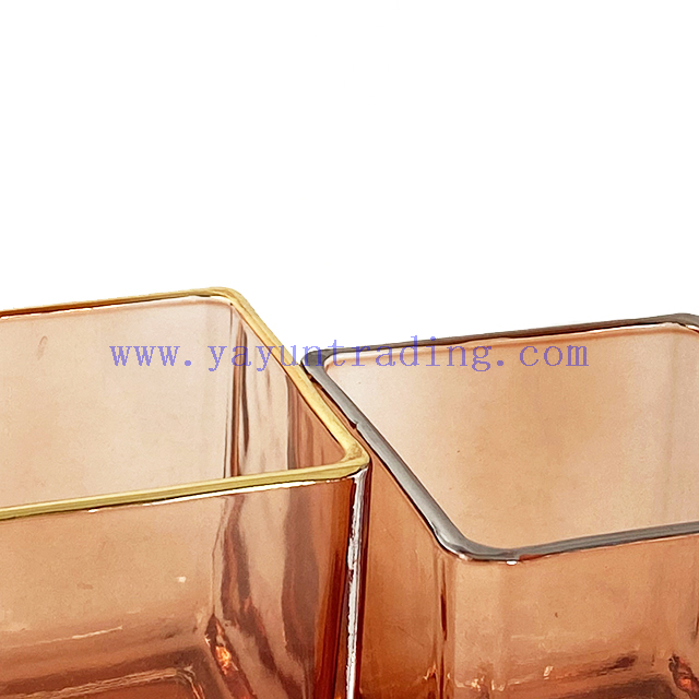 Wholesale Custom 10oz Shiny Colors Square Glass Candle Jars for Candles