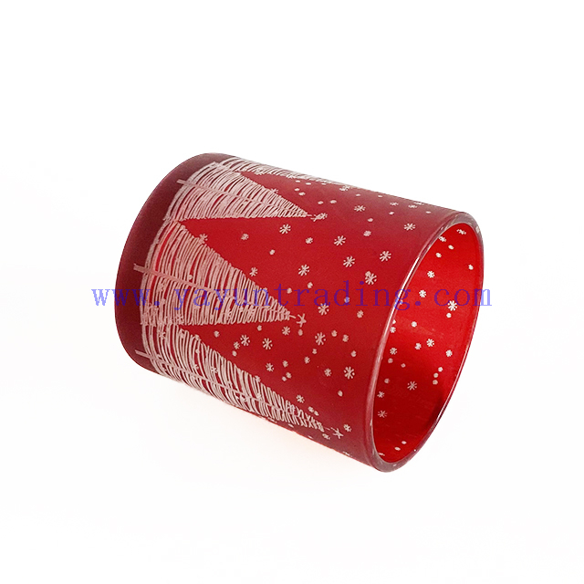 Christmas Tree Glass Candle Holder Red Candle Jar For New Year