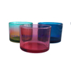 450ml Colorful Translucent Cylinder Tumbler Glass Candle Holder with Wooden Lids
