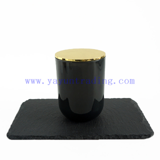 11oz Shiny Dark Green Glass Candle Holder with Zinc Alloy Lid