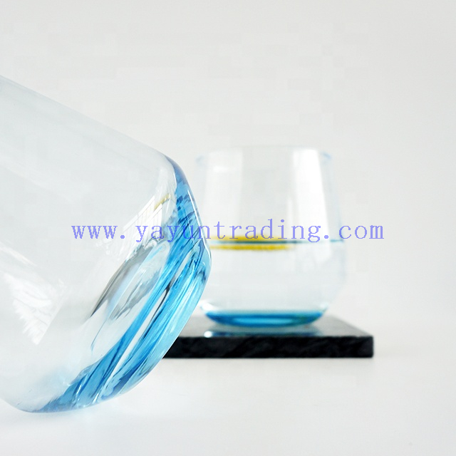 Exquisite Crystal 370ml Blue Water Drink Glass Cup for Whiskey Glass Tumbler