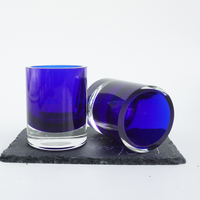 160ml solid blue thick wall and bottom glass candle jars for Christmas