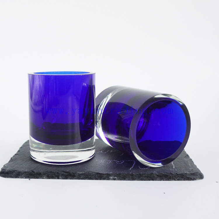 160ml solid blue thick wall and bottom glass candle jars for Christmas