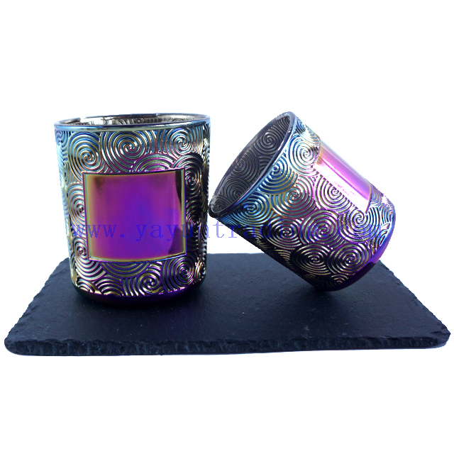 Special Design Electroplated Gredient Glass Candle Cup for Decoration