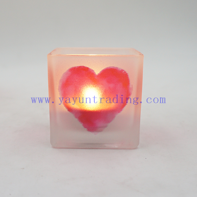 4oz 120ml Personalized Hearts Matte Square Valnetine's Day Glass Candle Tumbler 