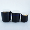 wholesale yayun best selling 8oz 12oz and 16oz black glass candle containers with gold rim and lids