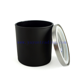 New Design Black Green Orange Glass Candle Jars 17oz Candle Holders with Metal Lids for Home Decor
