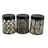 600ml black large luxury laser engraving custom frosted empty wholesale black glass candle jar 