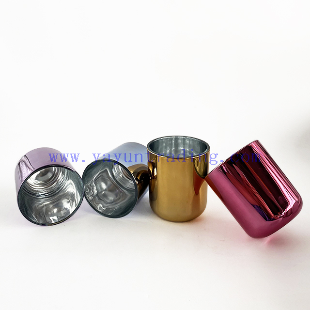 16oz luxury electroplating empty glass candle jar for home decorative