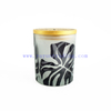400ml empty frosted glass candle jar votive candle holders with gold printing design sealed wood lid