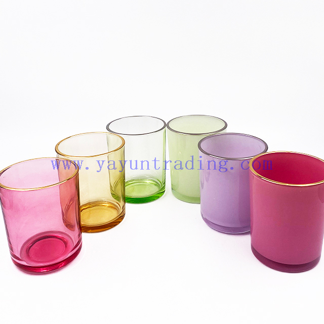 Wholesale Luxury Home Decorative 20oz Round/flat Bottom Glass Candle Jars with Lids