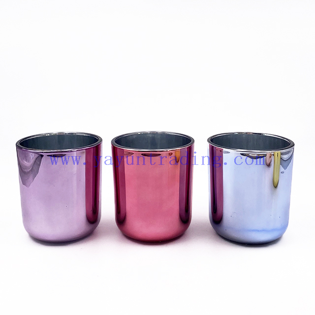 Electroplated Decorative Empty Shiny Luxury Electroplated Glass Candle Jars Empty Vessels