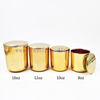 Electroplated 8oz 10oz 12oz 16oz Luxury Empty Glass Gold Candle Vessel Jar Large with Lid