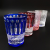 Hot Sale Ruby Red Blue Hand Cut To Clear Whiskey Glass Cup Hand Polished Glass Tumbler 