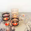 Round Clear Empty Glass Handmade Embossed Black White Circle Pattern Candle Jar