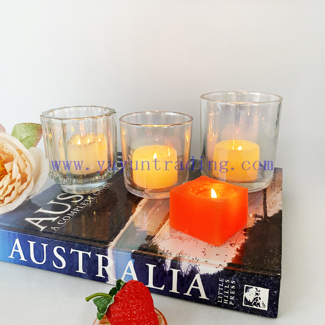 Custom Vintage Christmas Wedding Colorful Recycled Empty Glass Scented Candle Holder Iridescent Jars