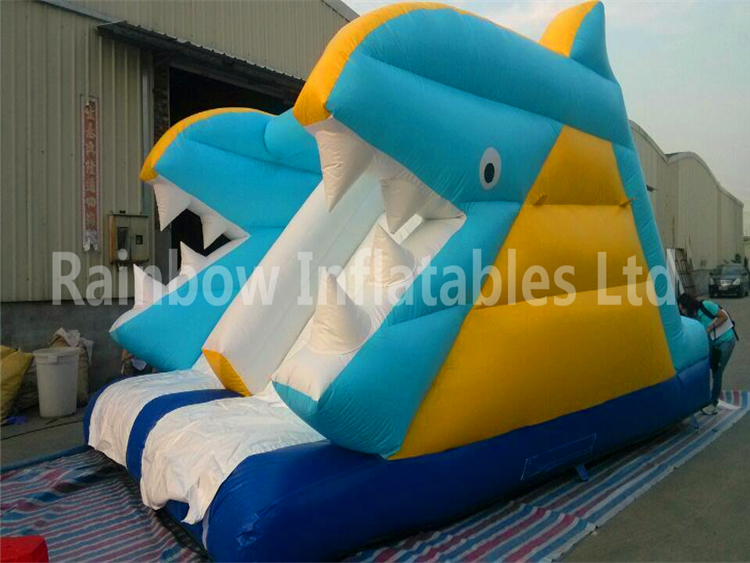 RB32002(6.3x4x3.5m) Inflatable Shark Theme Double Water Slide For Children