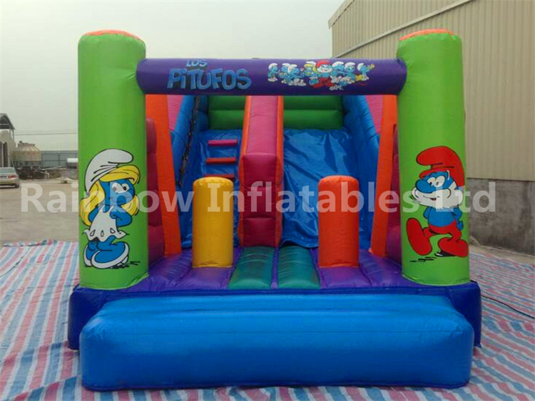 RB6107（3x6.5x4m） InflatableThe Smurfs dry slide For Kids