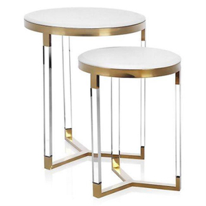 Small Mirrored Coffee Table Electroplated Titanium Decorative Side Table Set