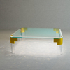 Fancy Clear Acrylic Side Table with Gold Corner Handcrafted End Furniture