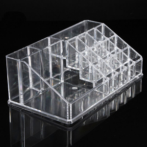 Clear Counter Top Acrylic Clear Cosmetic Case Makeup Organizer Acrylic Cosmetic Display Stand