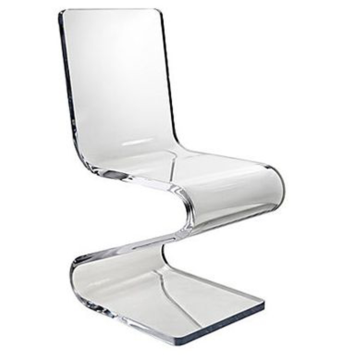 High Back Hot Bending Transparent Acrylic Dining Chair Counter