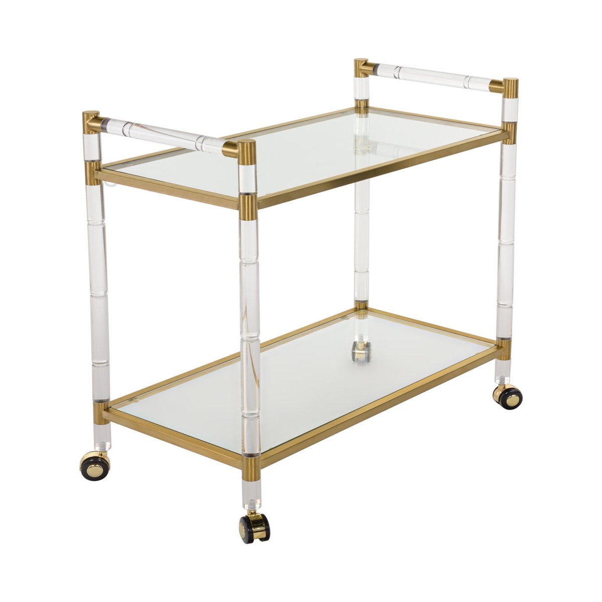 Modern Acrylic Hotel Housekeeping Storage Wheels Lucite Drinks Tea Carts Trolleys