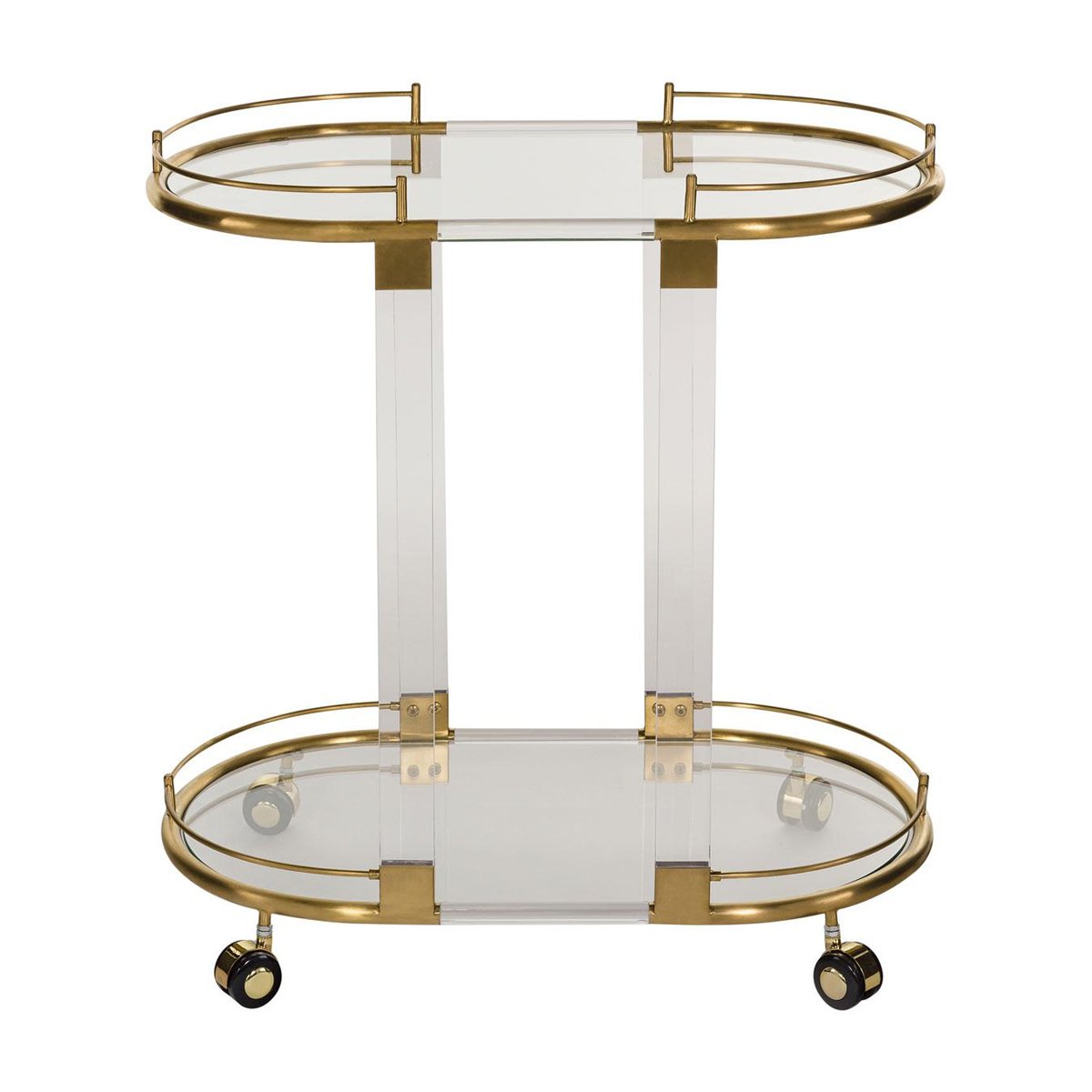 Acrylic Round Cart Plastic Tea Trolley with 3 Wheels for Hotel Housekeeping Service Furniture